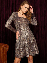 Short Flare Skater Dress In Cheetah Print